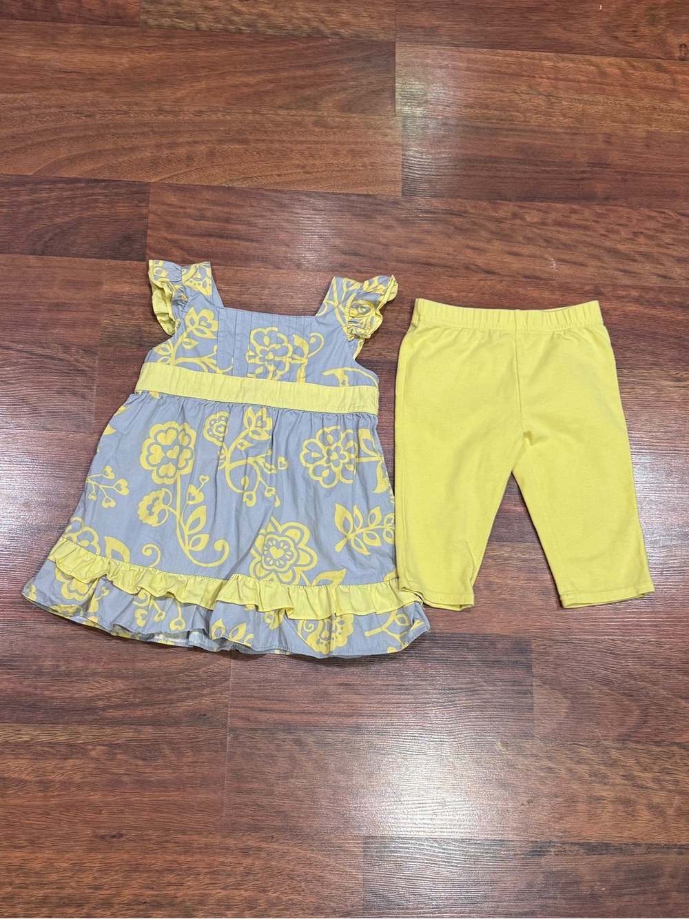 Maggie & Zoe - Yellow Floral Dress & Leggings Set